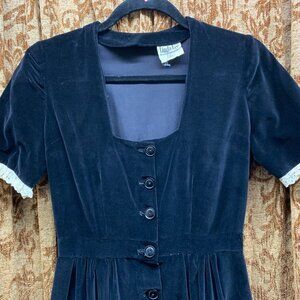 Antique Vintage 1920s A Line Black Dress Lace Gothic Wednesday Adam's GEM!